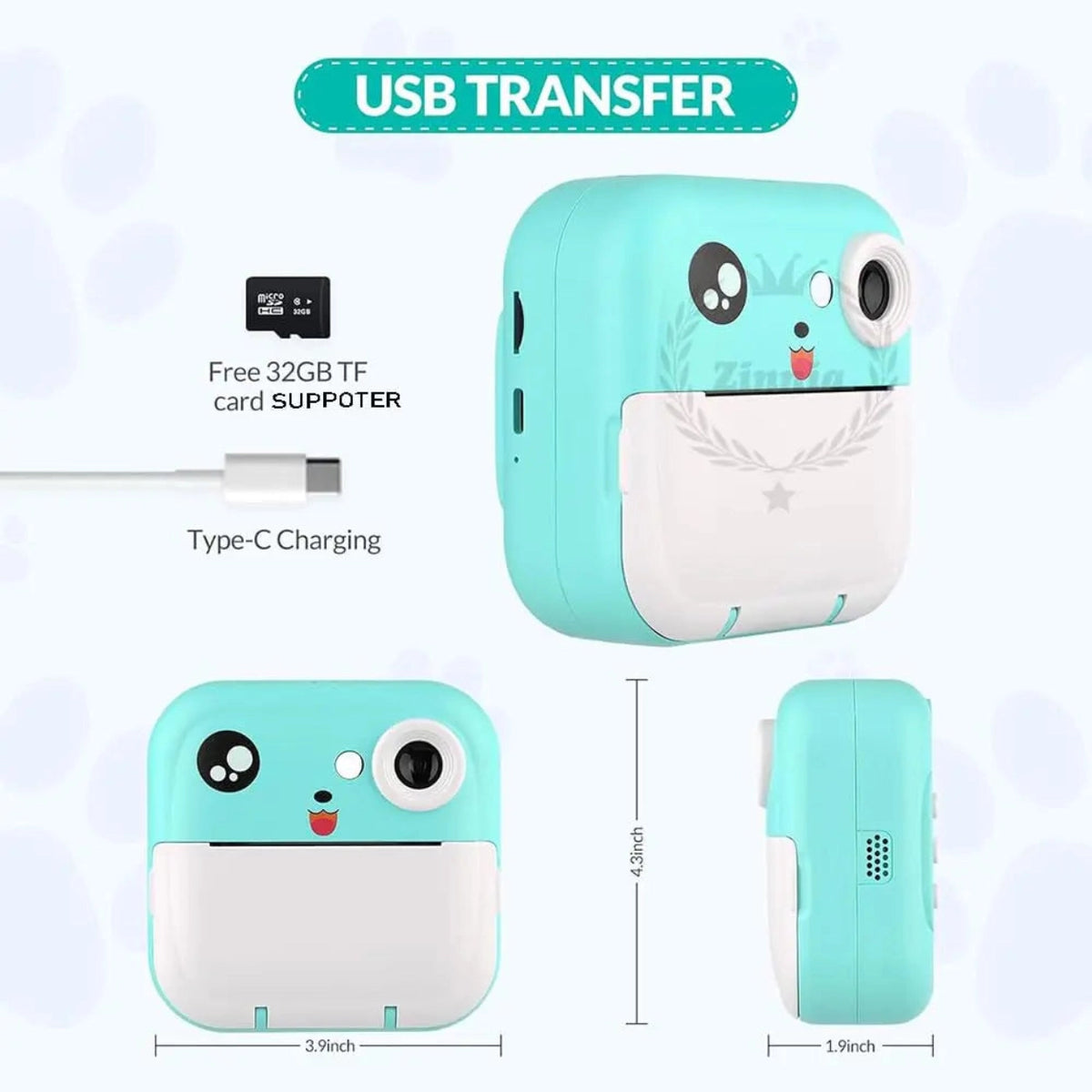 Children's photo printer with cartoon design 