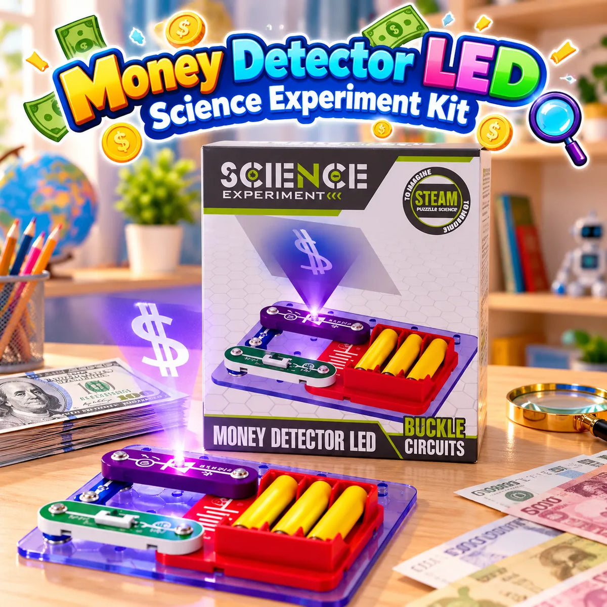 Money Detector LED Science Experiment Kit for Kid