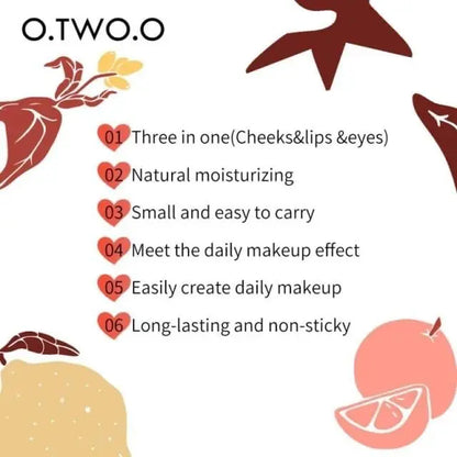 O.TWO.O Multi-functional Makeup Palette CHEEKS & LIPS &EYES 3 IN 1 - Deliverrpk