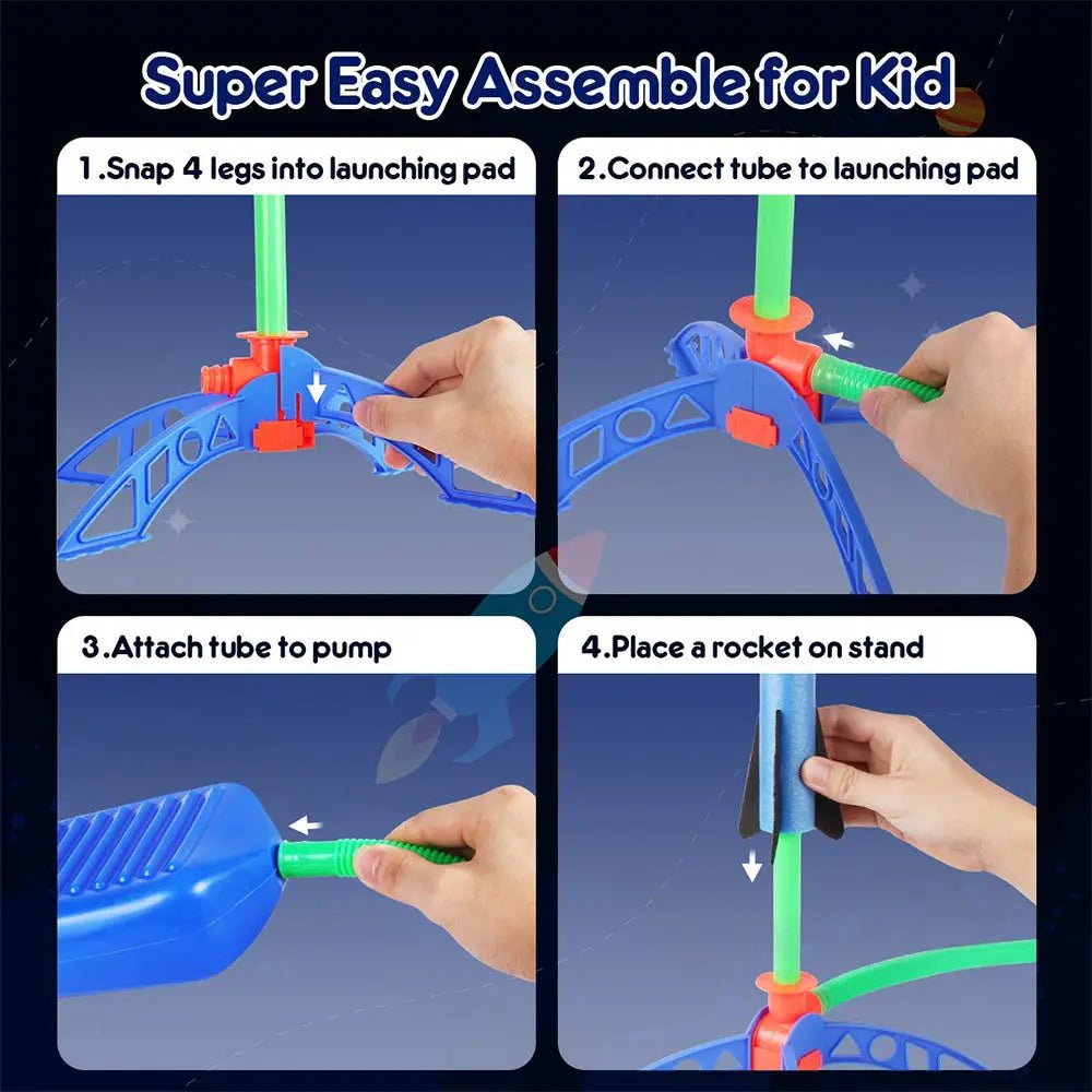 Outdoor Stomp Rocket Launcher Game with Foam Rockets for Kids