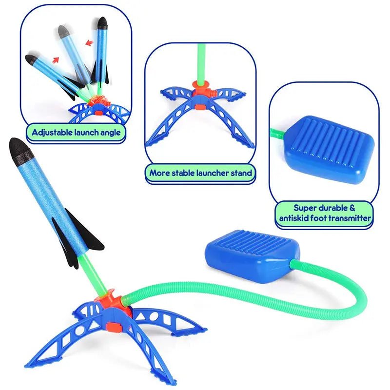 Outdoor Stomp Rocket Launcher Game with Foam Rockets for Kids