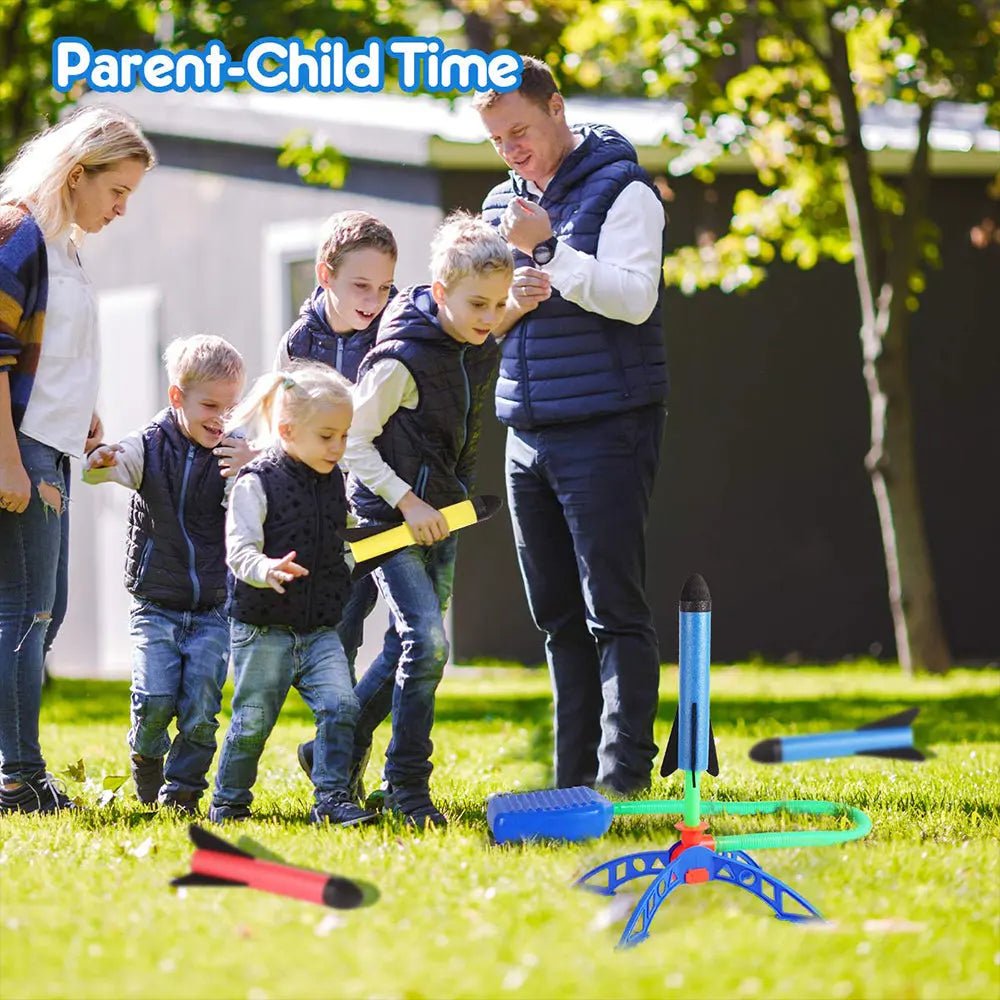 Outdoor Stomp Rocket Launcher Game with Foam Rockets for Kids