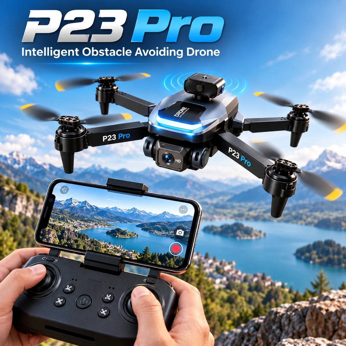 P23 Pro Intelligent Obstacle Avoiding Drone - Foldable Drone - deliverr