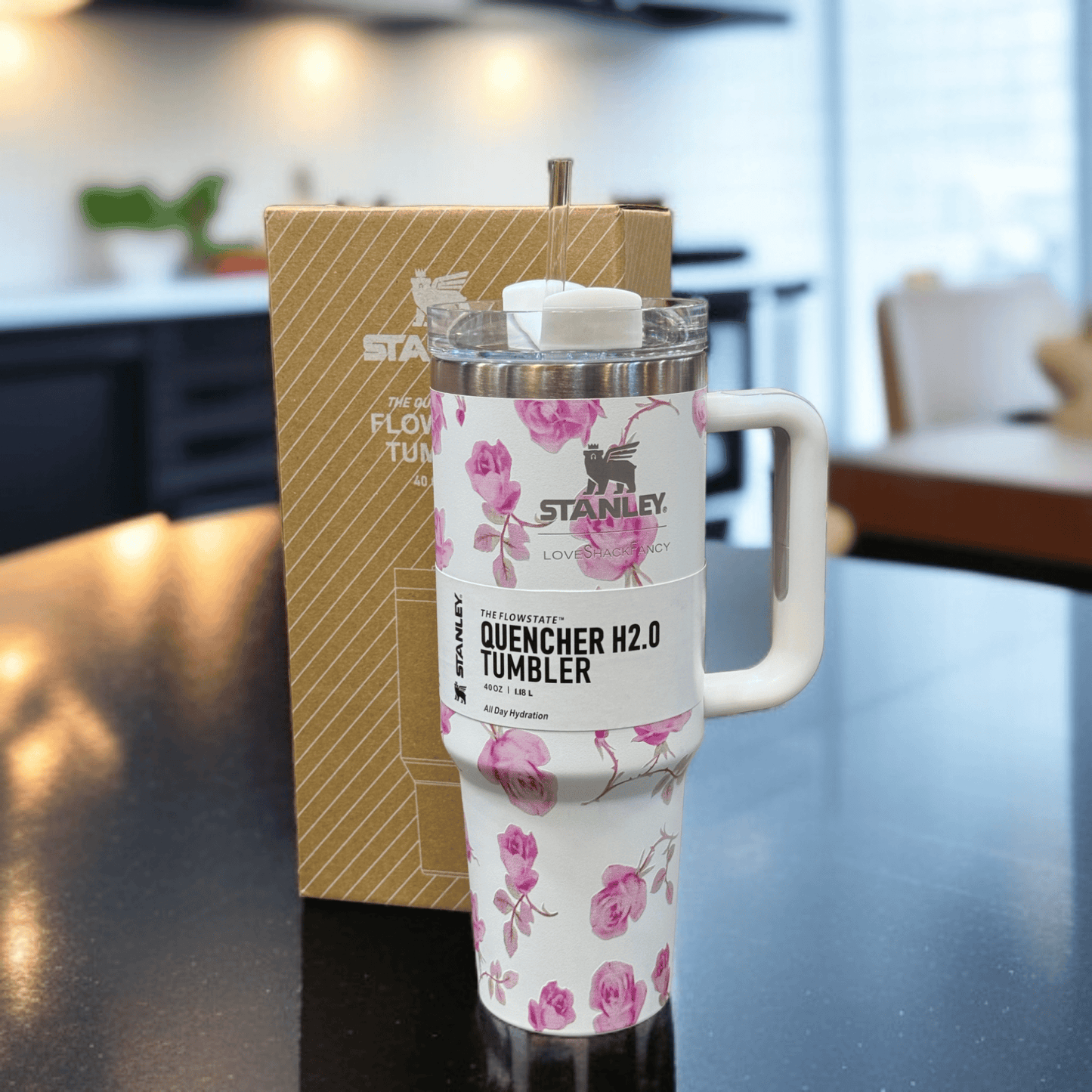 Flower Design Stanley Stainless Steel Water Tumbler 1200 ml