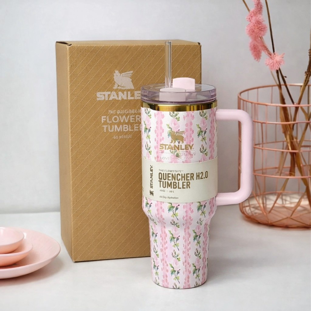 Flower Design Stanley Stainless Steel Water Tumbler 1200 ml