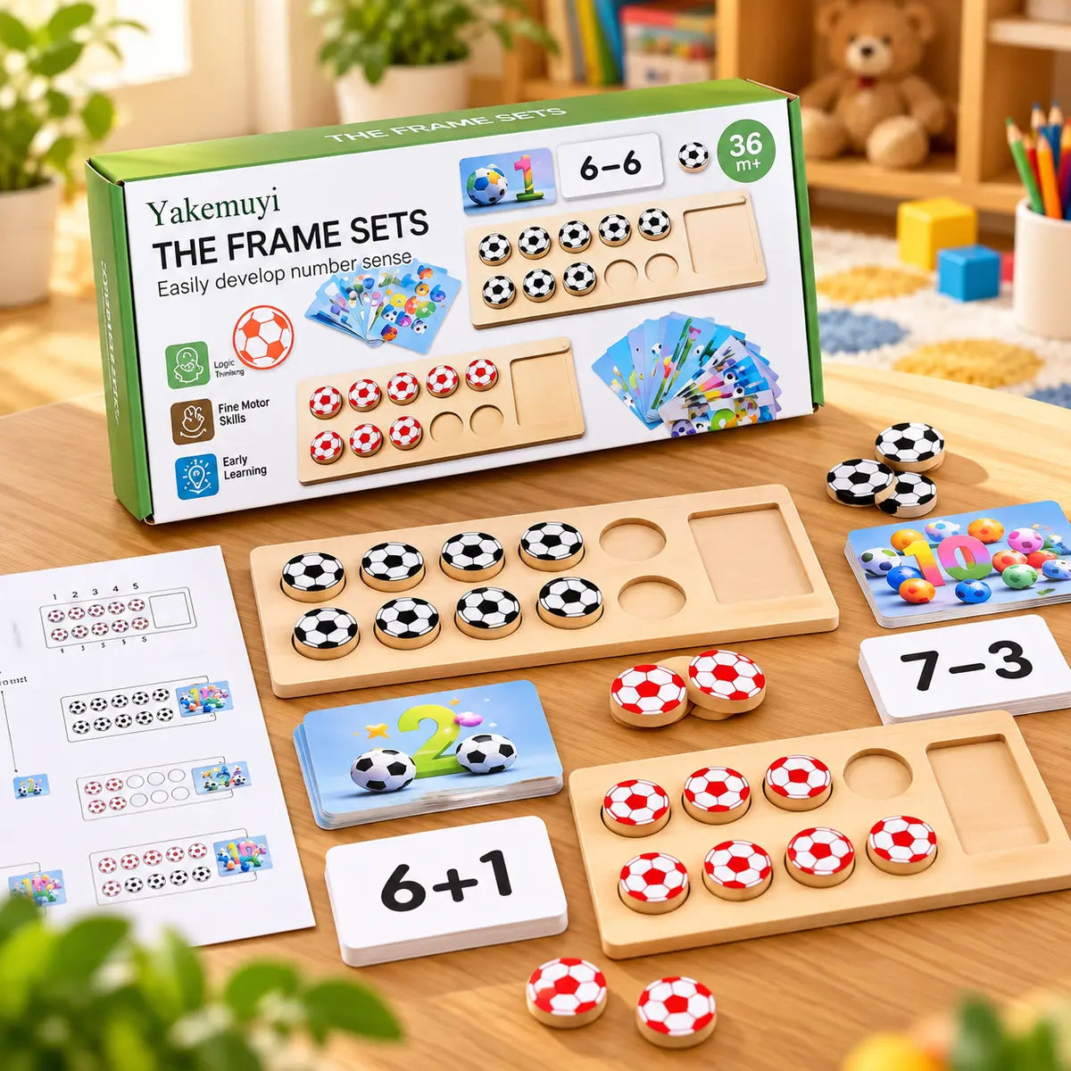 Children Wooden Puzzle Football Mathematics Teaching Game