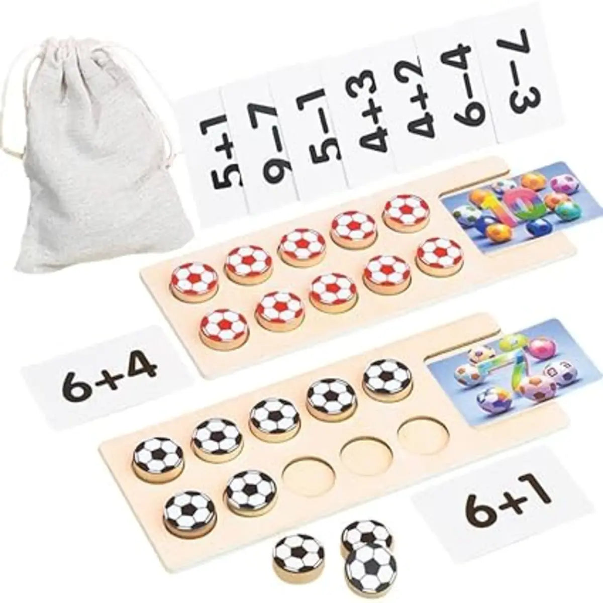 Children Wooden Puzzle Football Mathematics Teaching Game