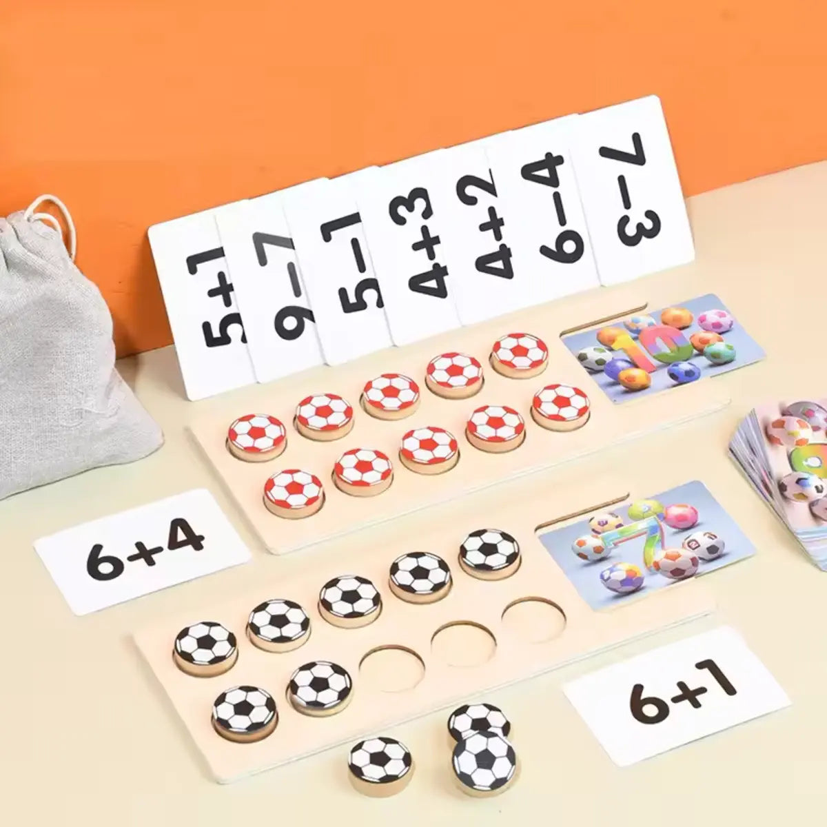 Children Wooden Puzzle Football Mathematics Teaching Game