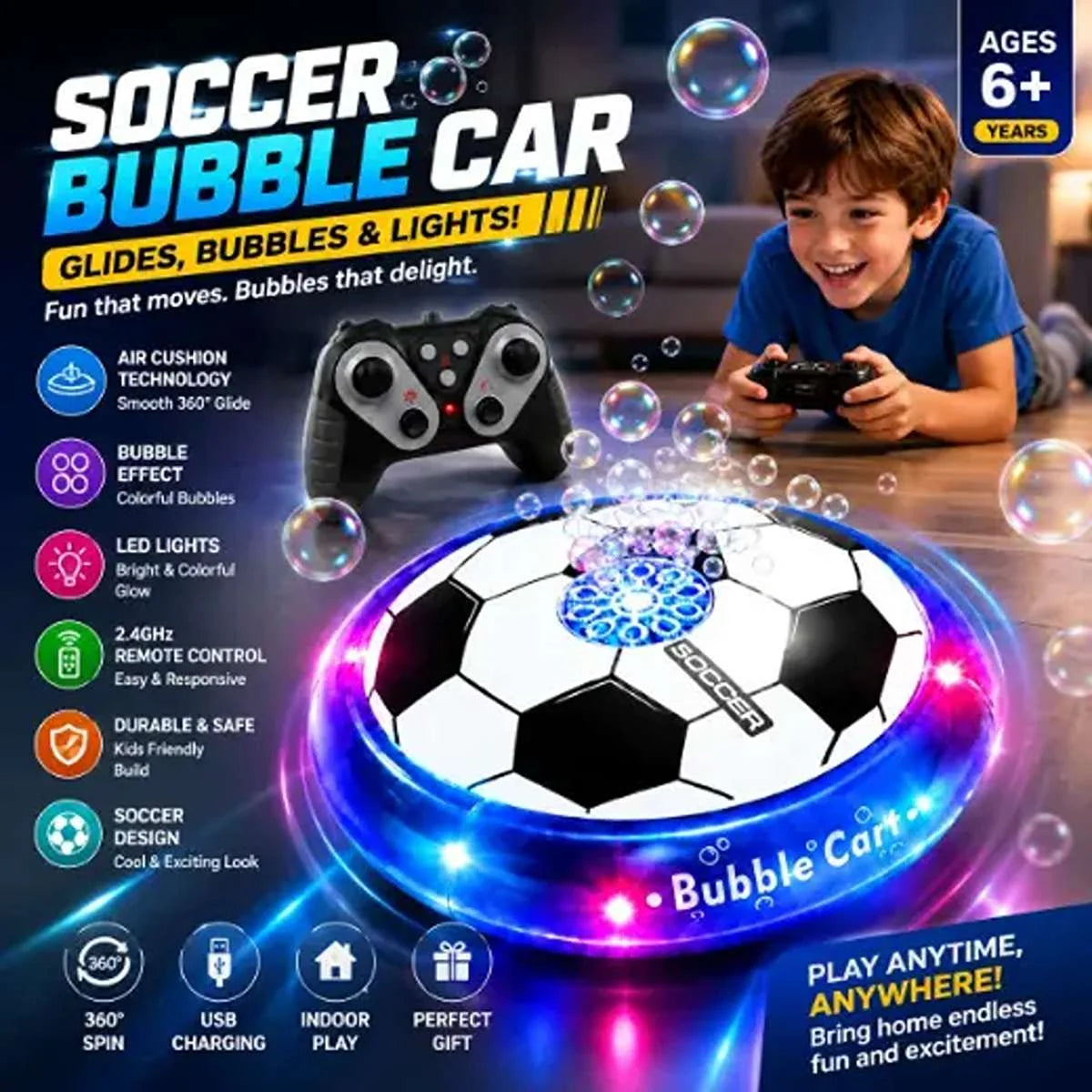 RC bubble soccer ball toy for kids designed for indoor football play