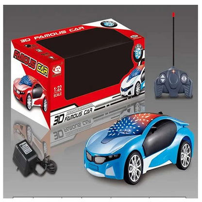 Rechargeable remote control car with 3D lights and spray effect, LED RC drift car