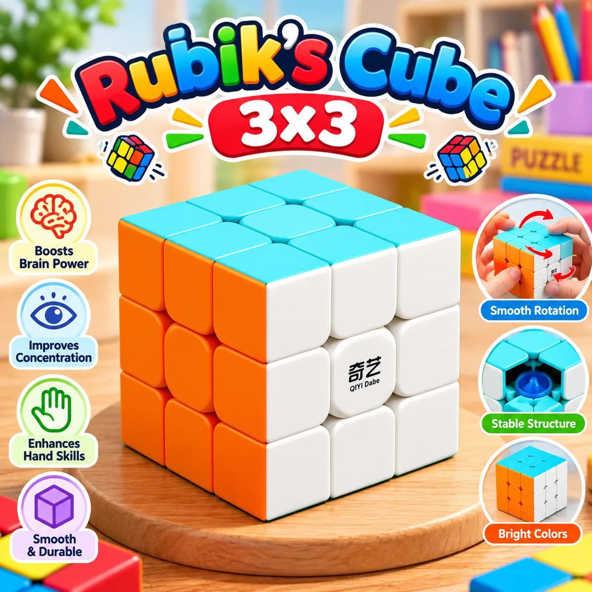 Rubik’s Cube 3x3 Speed Cube Problem Solving Puzzle Toy