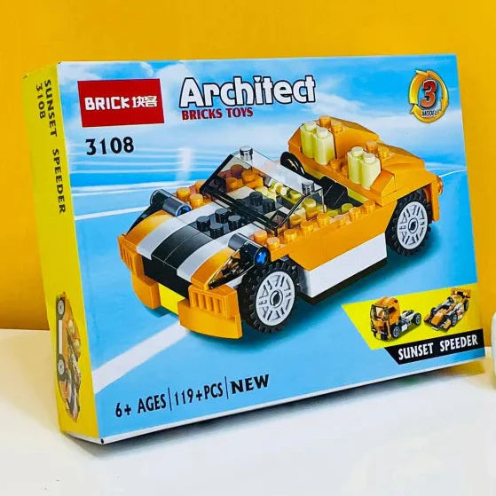 Architect 3-in-1 Speed Car Building Blocks Set – 119 Pieces DIY Racer Toy