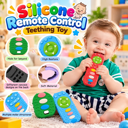 Silicone Remote Control Teething Toy with Colorful Buttons for Babies