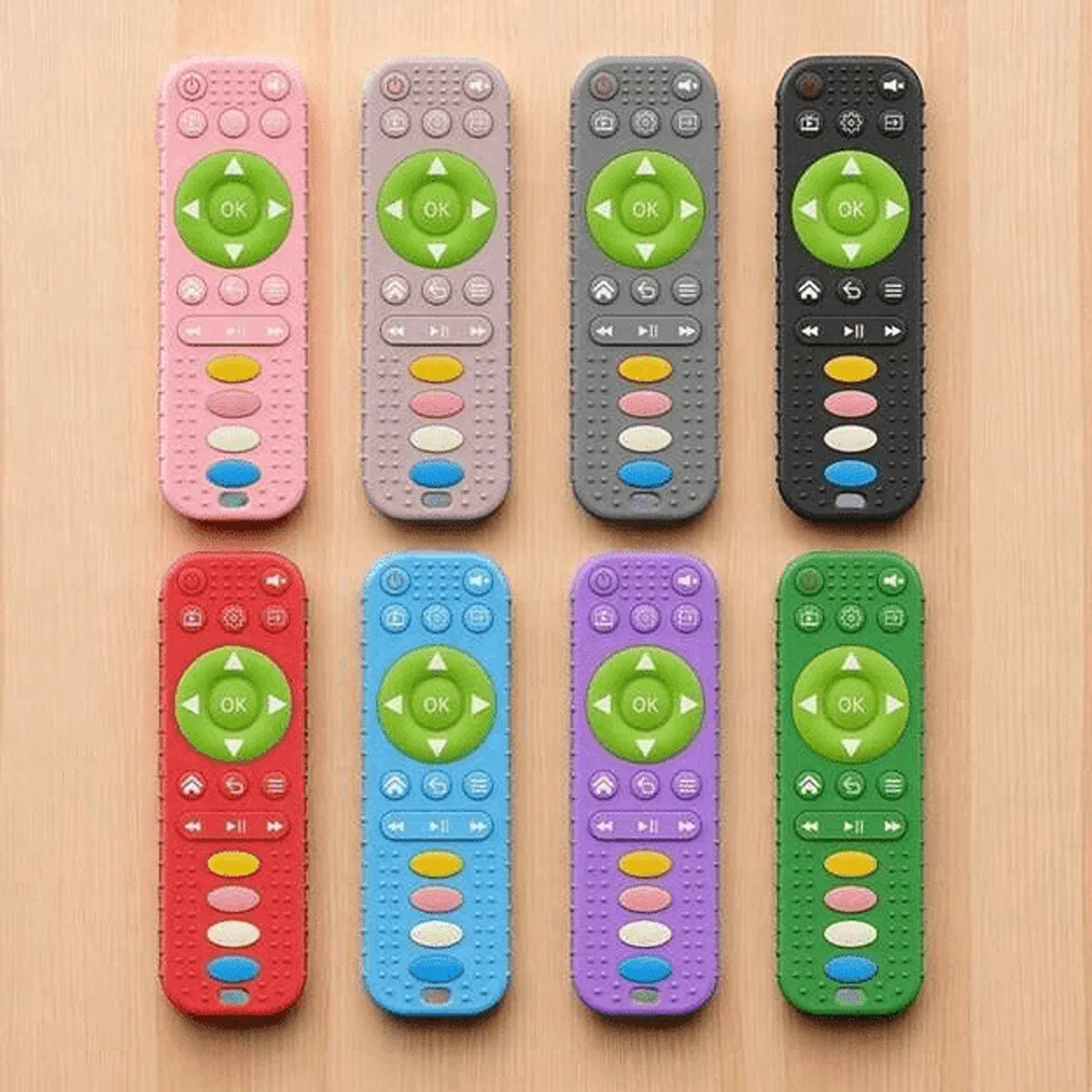 Silicone Remote Control Teething Toy with Colorful Buttons for Babies