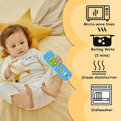 Silicone Remote Control Teething Toy with Colorful Buttons for Babies