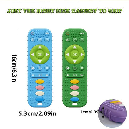 Silicone Remote Control Teething Toy with Colorful Buttons for Babies