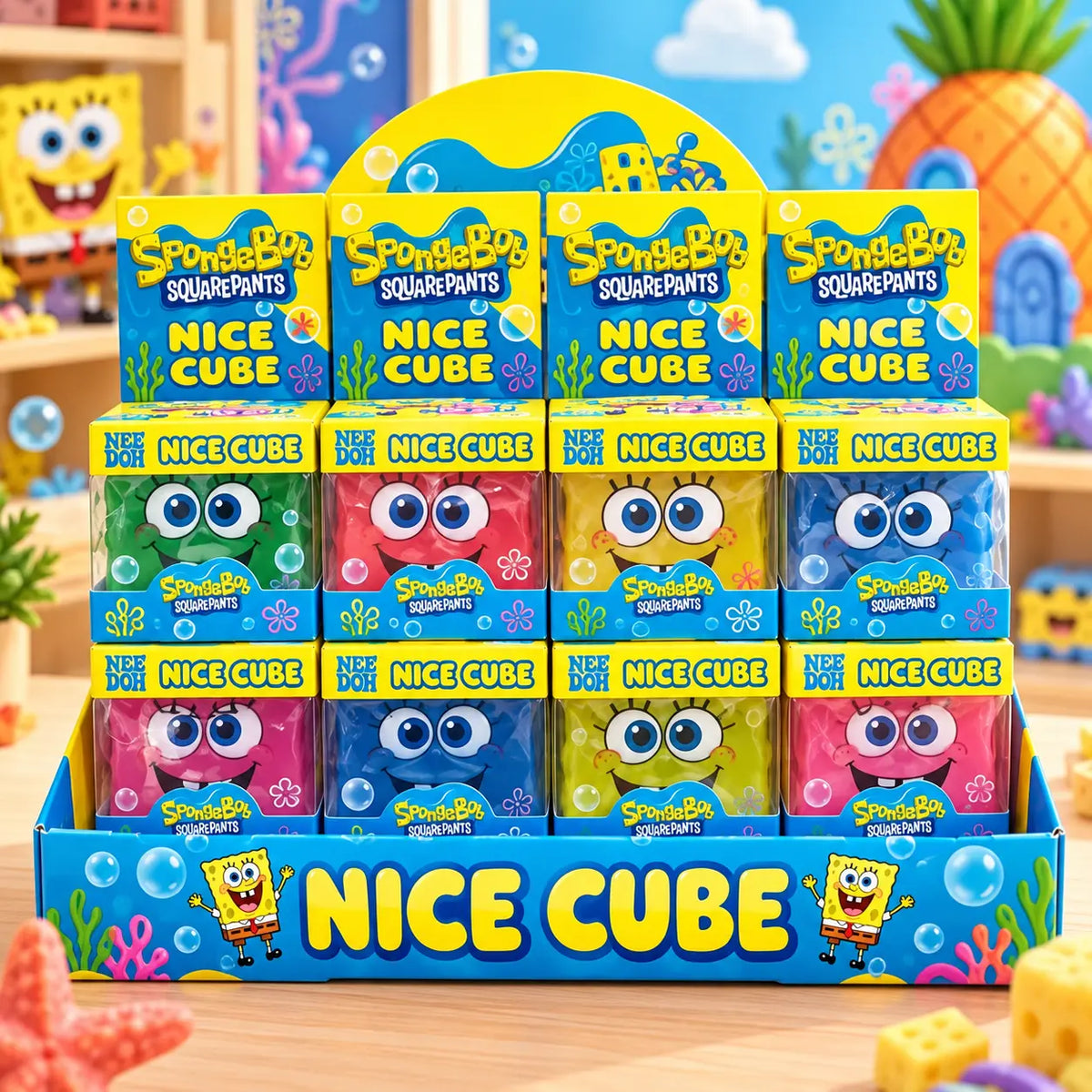 SpongeBob Cube Squishy Stress Relief Toy (Random Color | JSTK)