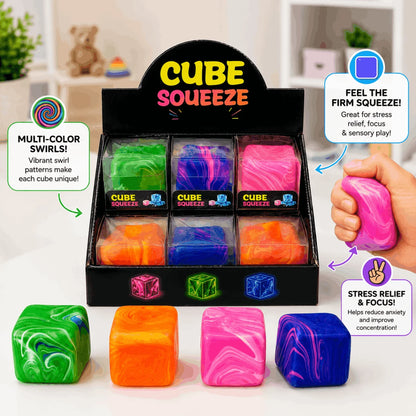Squeeze Cube Stress Relief Toy Colorful Fidget Cube for Kids