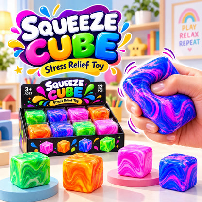 Squeeze Cube Stress Relief Toy Colorful Fidget Cube for Kids
