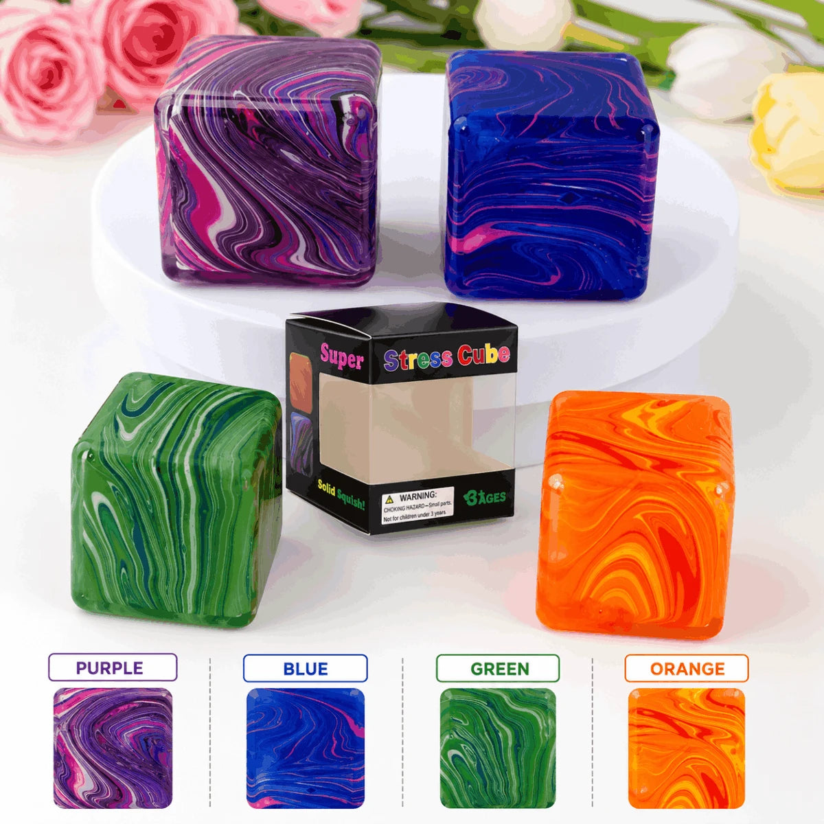 Squeeze Cube Stress Relief Toy Colorful Fidget Cube for Kids