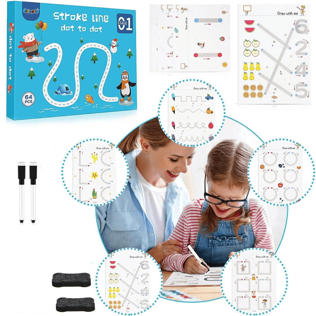 Stroke Line: Dot to dot Drawing & Writing Practice Book 64 Pages - Deliverrpk