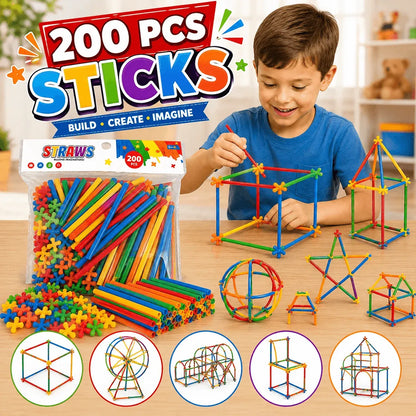 Super Bamboo Building Sticks  Construction Set for Kids