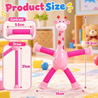 Telescopic Giraffe Suction Cup Toy for Kids Stretchy Window and Mirror Toy