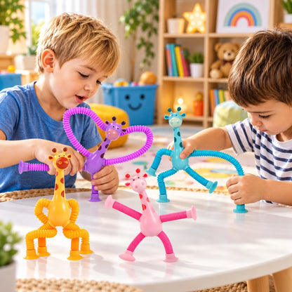 Telescopic Giraffe Suction Cup Toy for Kids Stretchy Window and Mirror Toy
