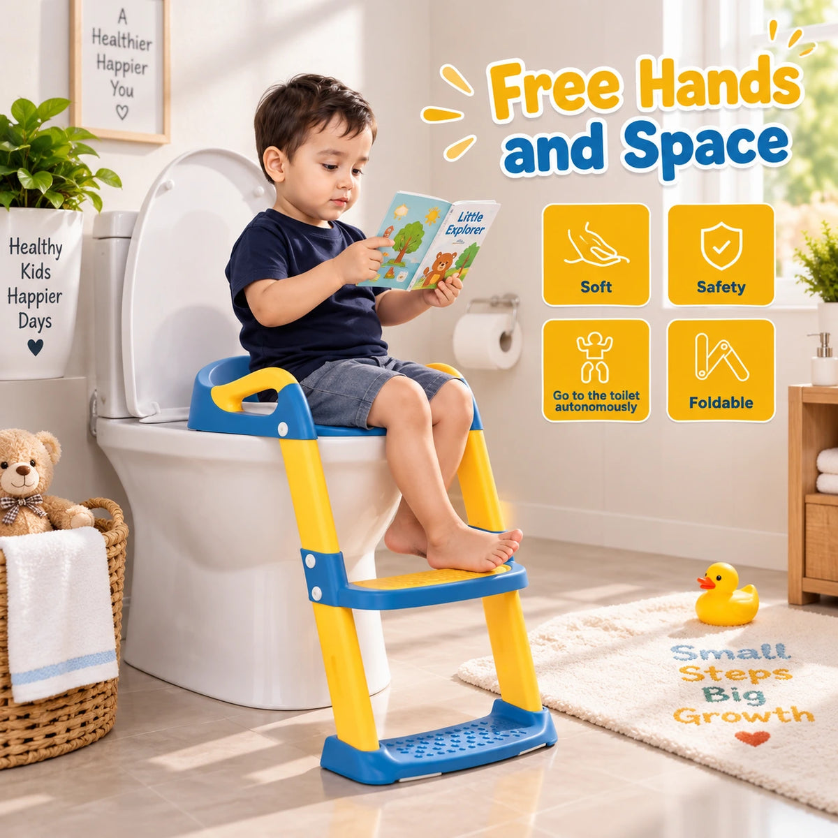 Toilet Trainer for Kids with 2 Step Ladder