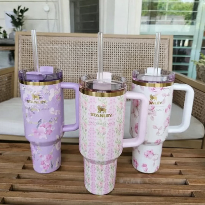 Flower Design Stanley Stainless Steel Water Tumbler 1200 ml