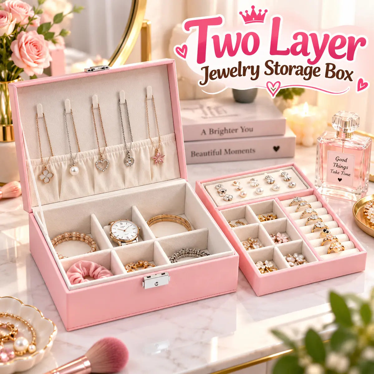 Two Layer Jewelry Storage Holder Box (YS)