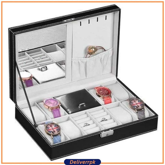 Watch And Jewelry case Holder (8 watch compartments) Deliverr.pk