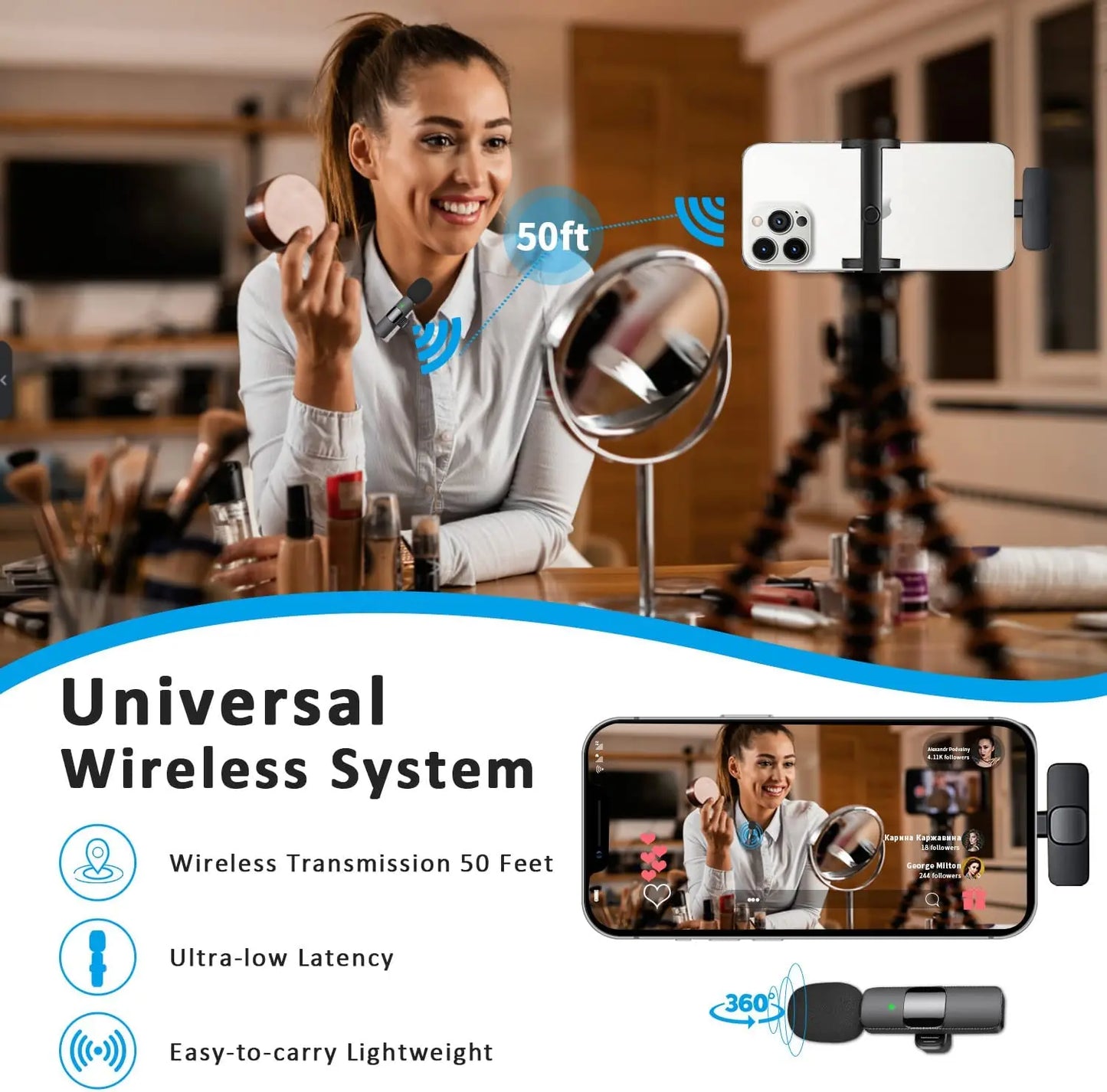 Wireless Microphone for iPhone and Type-C Android Phones - Deliverrpk