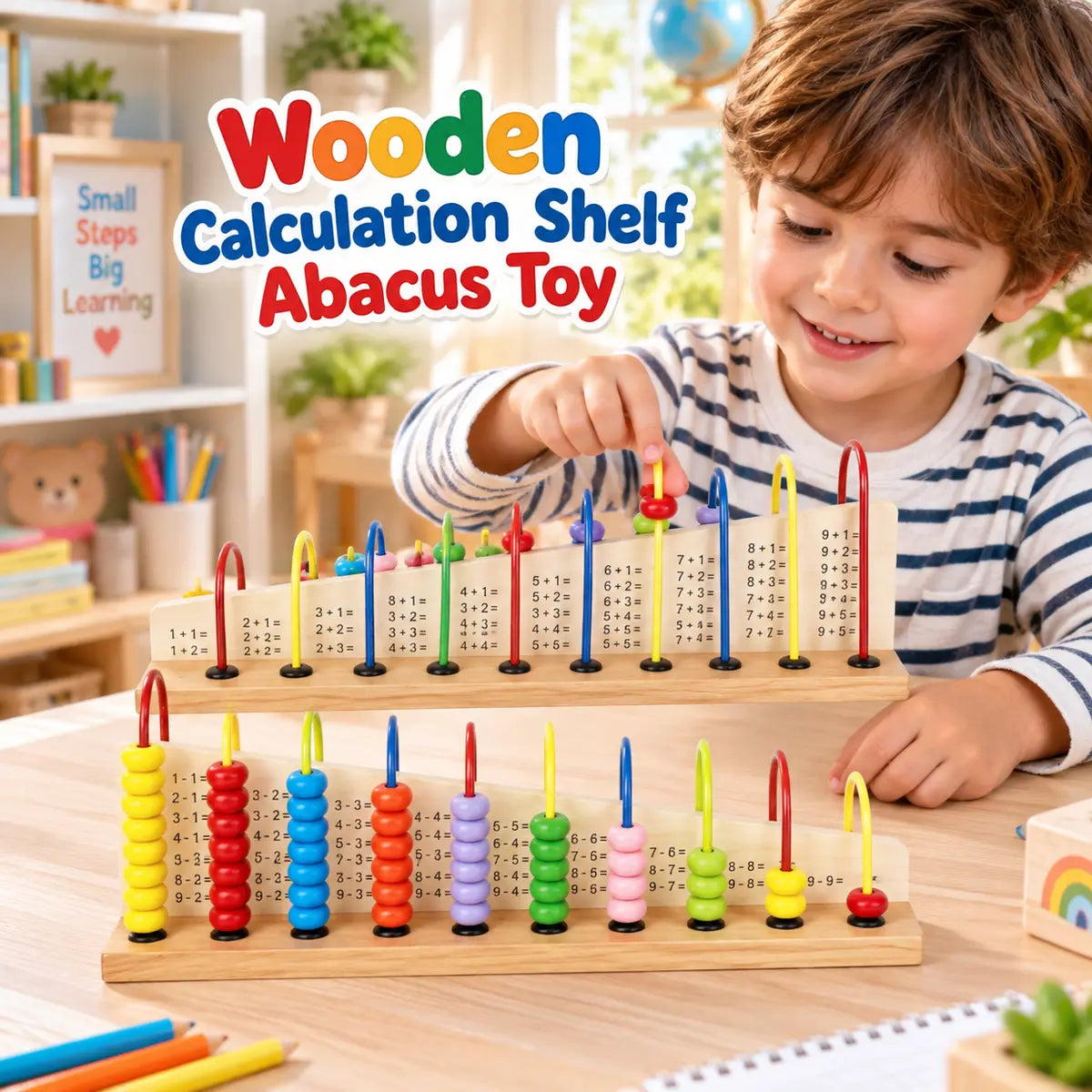 Wooden Calculation Shelf Abacus Toy For Kids 