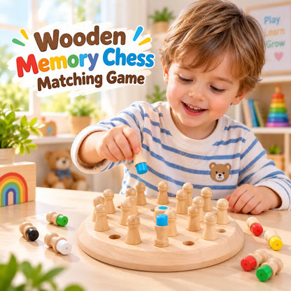 Wooden Memory Matching Chess Game for Kids