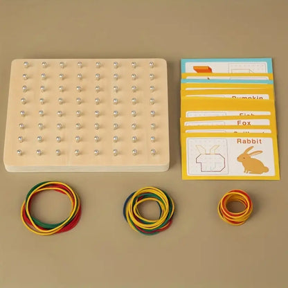 Wooden Montessori Geometry Creative Peg Board For Kids - Deliverrpk.