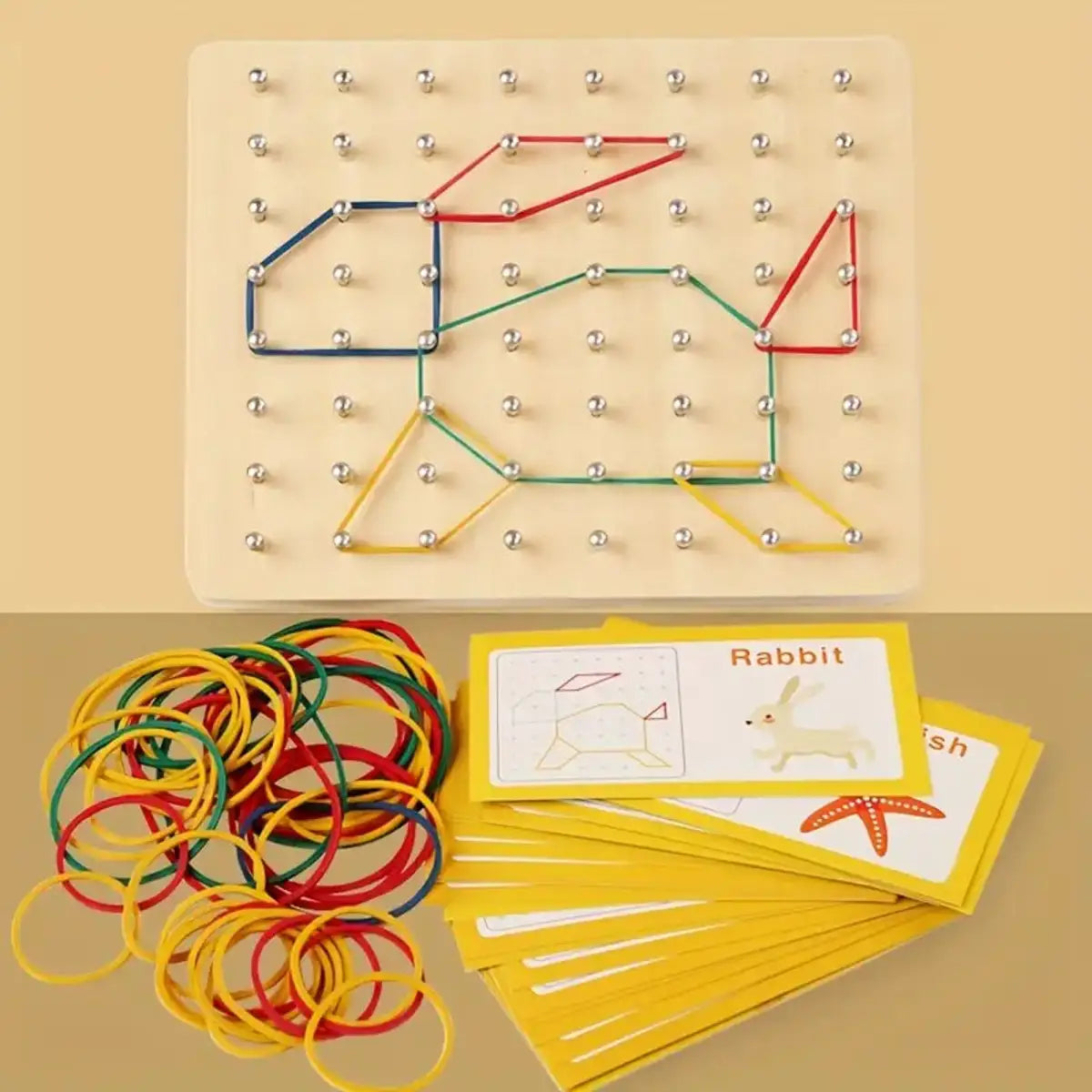 Wooden Montessori Geometry Creative Peg Board For Kids - Deliverrpk.