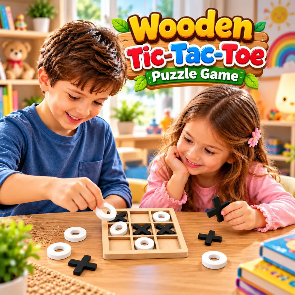 Wooden Tic-Tac-Toe Puzzle Game For Kids