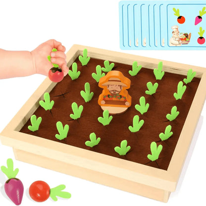 Wooden Vegetable Harvest Learning Game with Colorful Vegetable Pieces for Kids