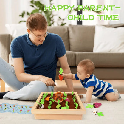 Wooden Vegetable Harvest Learning Game with Colorful Vegetable Pieces for Kids