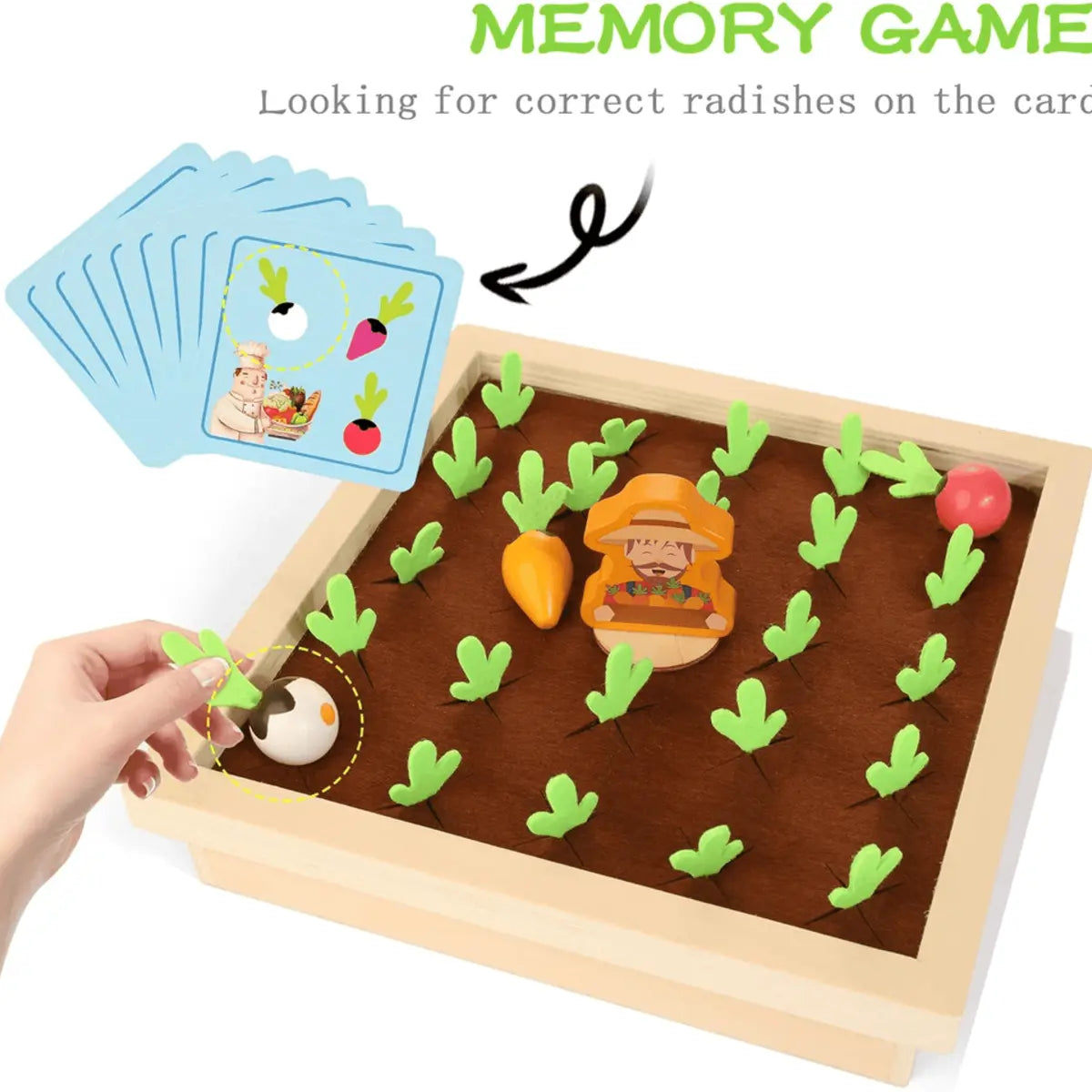 Wooden Vegetable Harvest Learning Game with Colorful Vegetable Pieces for Kids