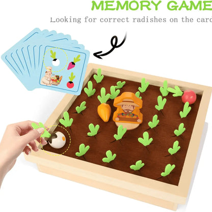 Wooden Vegetable Harvest Learning Game with Colorful Vegetable Pieces for Kids