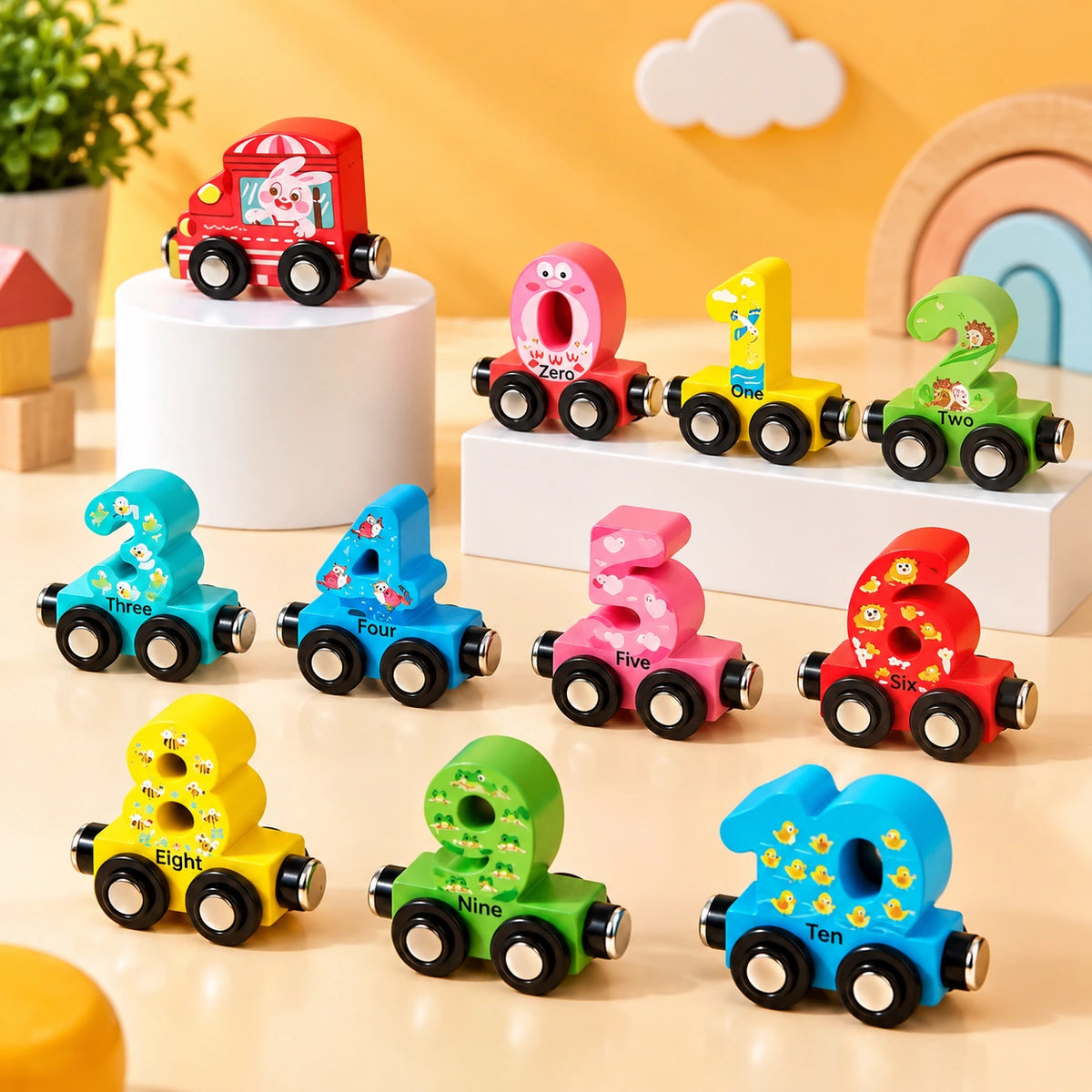 Wooden Digital Number Train Toy Set 