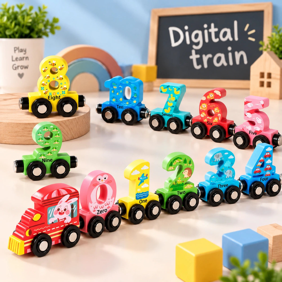 Wooden Digital Number Train Toy Set 