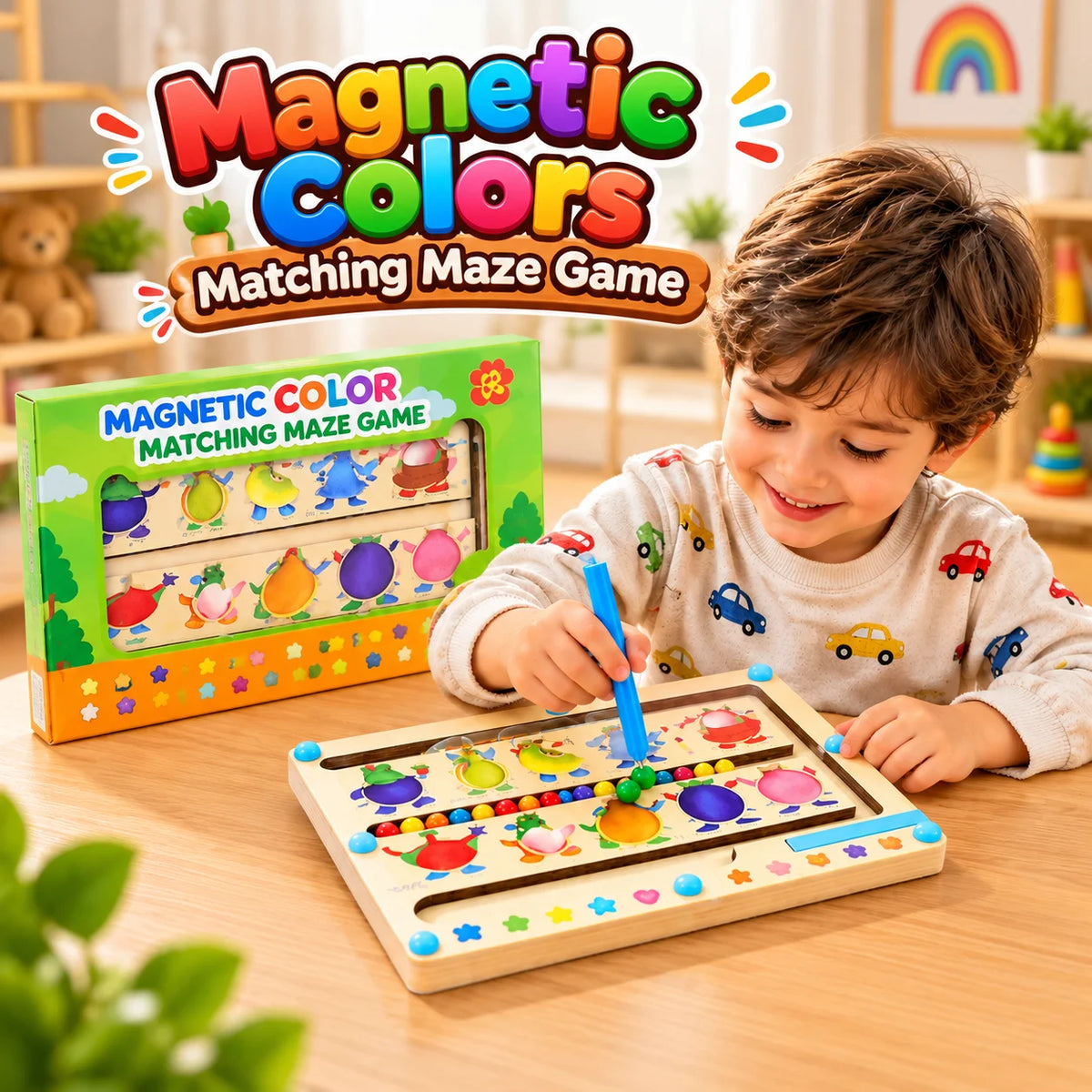 Wooden Magnetic Color Classification Maze Educational Toy for kids