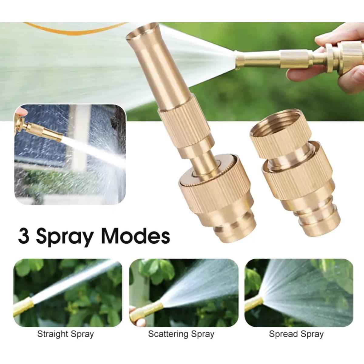 Water Nozzle Garden Spray 4 Mode High Pressure Brass Direct Nozzle Booster Adjustable Hose Nozzle Garden Brass Spray Nozzle Hose Nozzle Spray Adapter - Deliverrpk