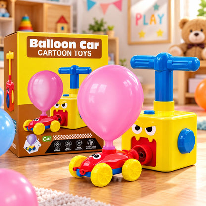 Balloon Powered Pumping Car Toy Set for Toddlers Air Powered Car