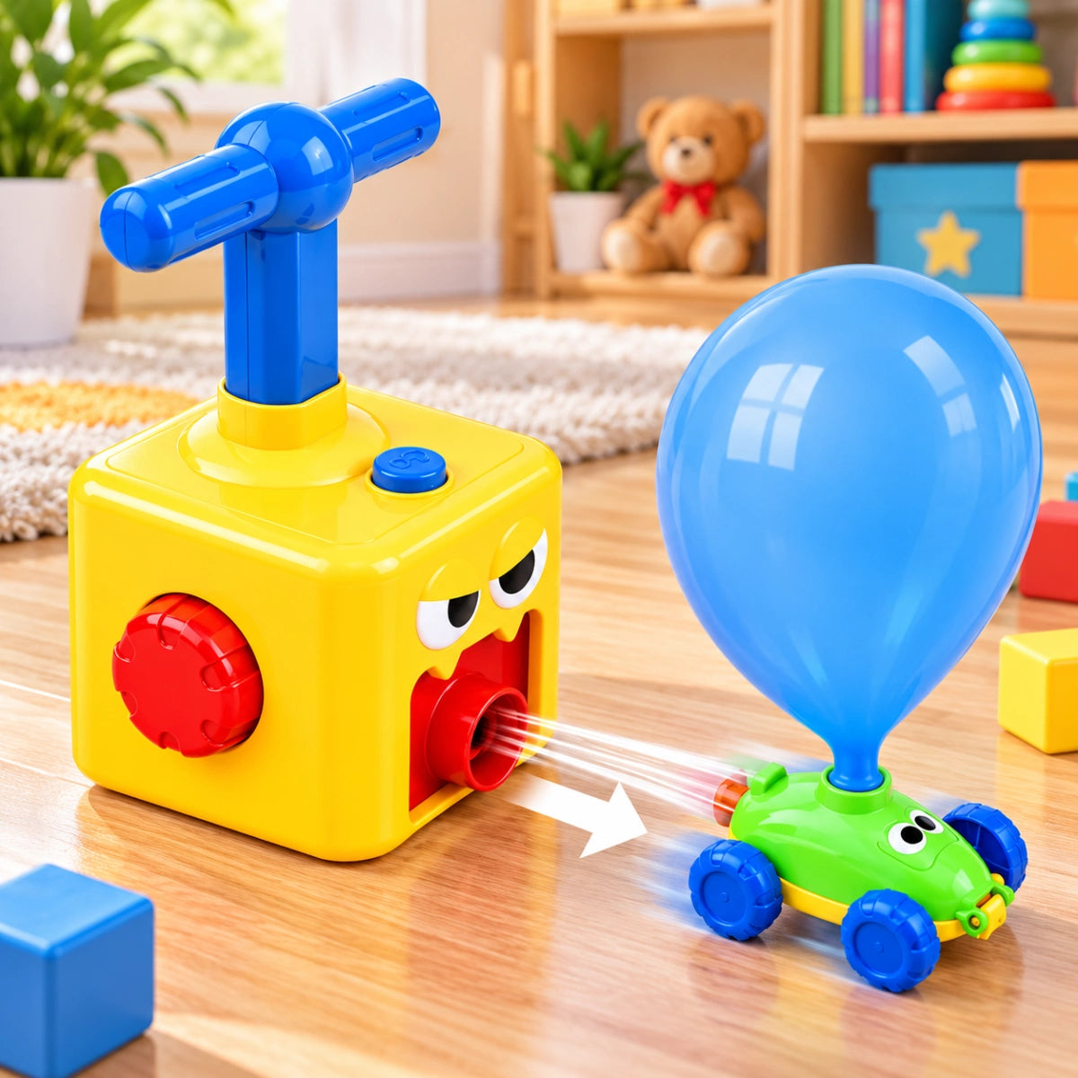 Balloon Powered Pumping Car Toy Set for Toddlers Air Powered Car