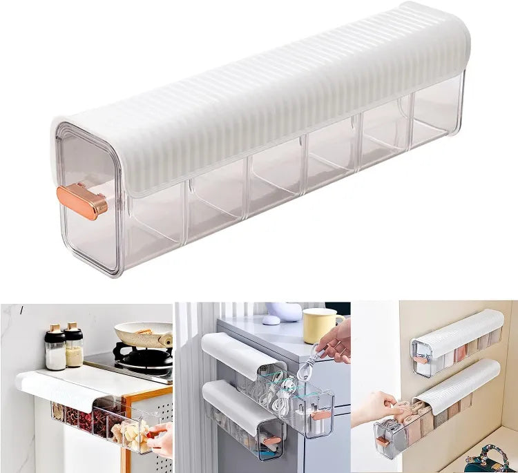 6 Cell Clear Wall Mounted Storage Box, Hole Free Multifunctional Storage Box, Indoor Wall Mounted Drawer Organizer for Clothes - Deliverrpk