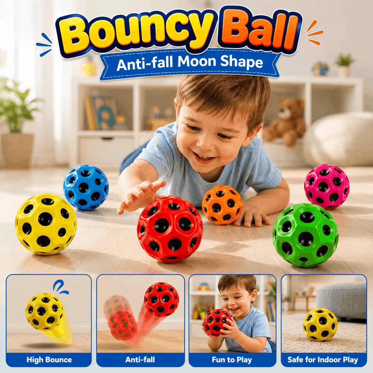 Bouncy Ball Anti-fall Moon Shape (Random Color)